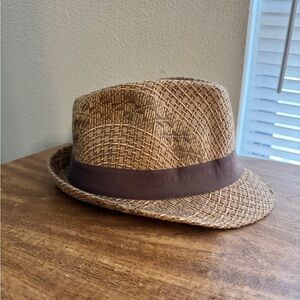 Kenny K Brown Woven Fedora Hat